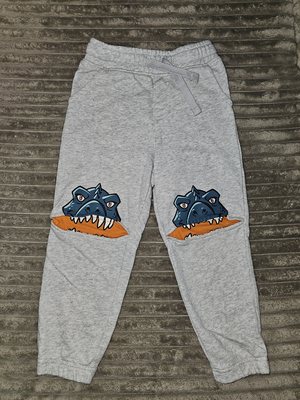 Garanimals Grey Joggers with Blue Dino Knee Appliqués - KD4